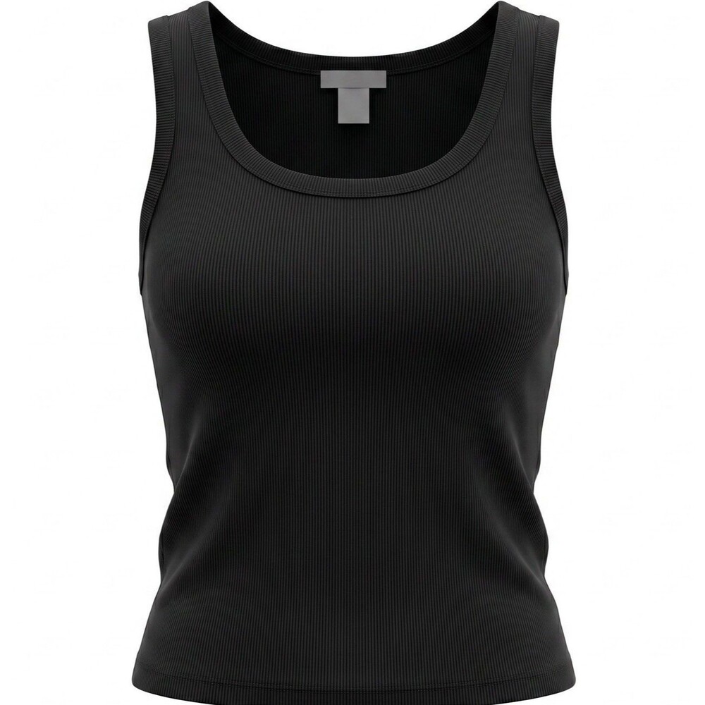 NWT Ann Taylor Black Fine Knit Scoop Neck Tank Top Size Medium